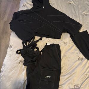 Reebok Classic Women's Pink Cardi B Knit Hoodie & Knit Joggers Set• Large